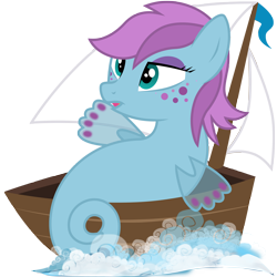 Size: 3000x3000 | Tagged: safe, artist:sunley, character:seawinkle, species:pony, species:sea pony, g1, g4, boat, female, g1 to g4, generation leap, high res, mare, sailboat, simple background, solo, transparent background, vector