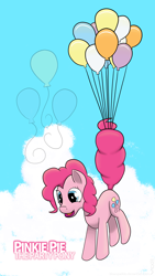 Size: 1440x2560 | Tagged: safe, artist:bluesparkks, character:pinkie pie, balloon, female, solo, then watch her balloons lift her up to the sky
