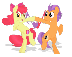 Size: 2967x2350 | Tagged: safe, artist:riisusparkle, character:apple bloom, character:tender taps, ship:tenderbloom, episode:on your marks, g4, my little pony: friendship is magic, blushing, cutie mark, dancing, female, male, shipping, straight, the cmc's cutie marks