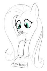 Size: 433x645 | Tagged: source needed, safe, artist:lovepaddles, character:fluttershy, female, horse taxes, mentally advanced series, partial color, solo, taxes