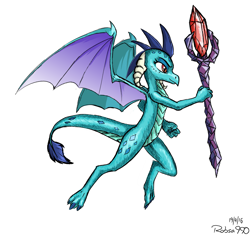Size: 1150x1080 | Tagged: safe, artist:robsa990, character:princess ember, species:dragon, episode:gauntlet of fire, g4, my little pony: friendship is magic, bloodstone scepter, dragon lord ember, female, simple background, solo, white background