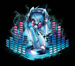 Size: 700x616 | Tagged: safe, artist:miszasta, character:dj pon-3, character:vinyl scratch, equalizer, female, headphones, record, solo