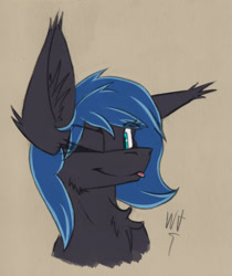 Size: 2509x2992 | Tagged: safe, artist:php122, oc, oc only, oc:midnight light, species:pegasus, species:pony, bust, cute, portrait, solo, tongue out