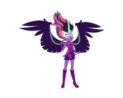 Size: 2222x1778 | Tagged: safe, artist:skycatcherequestria, character:midnight sparkle, character:twilight sparkle, character:twilight sparkle (alicorn), equestria girls:friendship games, g4, my little pony: equestria girls, my little pony:equestria girls, alternate costumes, commission, female, floating, glowing eyes, midnight sparkle, open mouth, princess midnight, simple background, solo, transparent background, vector