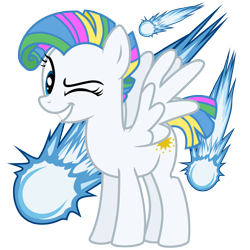 Size: 3000x3000 | Tagged: safe, artist:sunley, species:pegasus, species:pony, g1, g4, female, g1 to g4, generation leap, mare, one eye closed, short tail, simple background, starshine, transparent background, wink