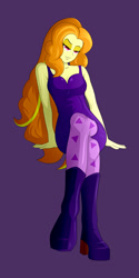 Size: 1500x3000 | Tagged: safe, artist:backgrounduser, character:adagio dazzle, my little pony:equestria girls, alternate hairstyle, bedroom eyes, breasts, busty adagio dazzle, cleavage, clothing, female, high heels, looking at you, sitting, solo