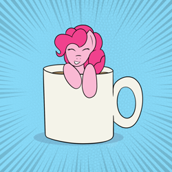 Size: 1600x1600 | Tagged: safe, artist:php47, character:pinkie pie, coffee, coffee mug, female, pink horse daily, pinkie found the coffee, solo