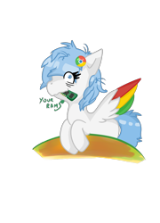 Size: 2408x3344 | Tagged: safe, artist:jodi sli, oc, oc only, oc:google chrome, browser ponies, looking at you, metaphor, mouth hold, nom, random access memory, simple background, solo, transparent background