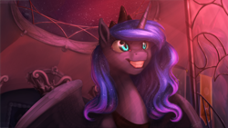 Size: 1920x1080 | Tagged: safe, artist:alicjaspring, character:princess luna, blood moon, female, solo, the moon rises