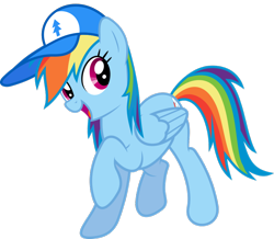 Size: 958x834 | Tagged: safe, artist:gamemasterluna, edit, character:rainbow dash, cap, clothing, crossover, cute, dashabetes, female, gravity falls, hat, open mouth, raised hoof, simple background, smiling, solo, transparent background