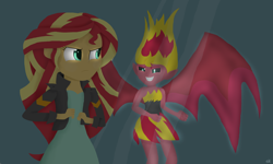 Size: 5000x3000 | Tagged: safe, artist:vicakukac200, character:sunset satan, character:sunset shimmer, episode:my past is not today, g4, my little pony: equestria girls, my little pony:equestria girls, canterlot high, clothing, demon, duality, jacket, leather jacket, rooftop, sunset satan