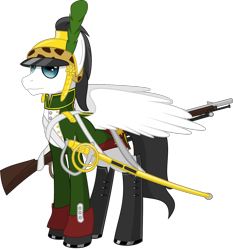 Size: 1231x1323 | Tagged: safe, artist:longct18, oc, oc only, dragoon, guard, gun, musket, solo, weapon