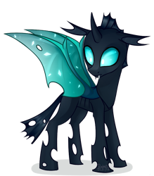 Size: 723x826 | Tagged: dead source, safe, artist:mp-printer, character:thorax, species:changeling, episode:to where and back again, g4, my little pony: friendship is magic, fangs, frown, looking back, male, simple background, solo, spread wings, surprised, transparent background, wide eyes, wings