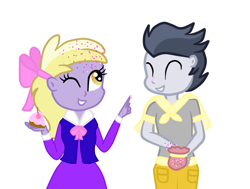 Size: 780x590 | Tagged: safe, artist:purpleloverpony, character:dinky hooves, character:rumble, my little pony:equestria girls, cake, equestria girls-ified, food, male, rumbledink, shipping, sprinkles, straight