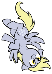 Size: 387x544 | Tagged: safe, artist:darlimondoll, character:derpy hooves, species:pegasus, species:pony, cute, derpabetes, female, gray coat, mare, simple background, smiling, solo, upside down, white background, yellow mane