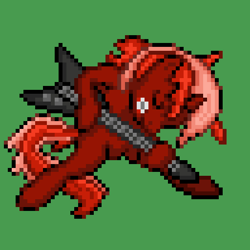 Size: 512x512 | Tagged: safe, artist:phonicb∞m, oc, oc only, oc:tarby, crossover, electric guitar, flying v, guitar, pixel art, pokémon, rom hack, solo, tarby