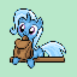 Size: 512x512 | Tagged: safe, artist:phonicb∞m, character:trixie, species:pony, species:unicorn, backpack, crossover, cute, diatrixes, female, pixel art, pokémon, rom hack, solo, to saddlebags and back again