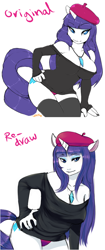 Size: 806x1920 | Tagged: safe, artist:niisbbb, character:rarity, species:anthro, breasts, busty rarity, female, nail polish, redraw