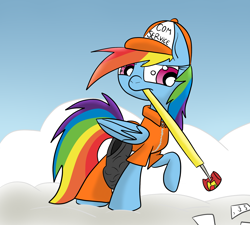 Size: 2000x1800 | Tagged: safe, artist:yourfavoritelove, character:rainbow dash, clothing, community service, female, prison outfit, prisoner rd, solo, trash