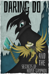 Size: 2000x3000 | Tagged: safe, artist:konsumo, character:daring do, species:griffon, cover art, poster