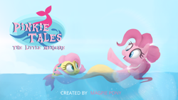 Size: 1920x1080 | Tagged: safe, artist:opticspectrum, character:fluttershy, character:pinkie pie, ariel, duo, fish, flounder, floundershy, flutterfish, jewelry, looking at each other, mermaid, mermaidized, merpony, necklace, partiel, pinkie tales, species swap, the little mermaid