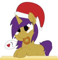 Size: 2000x2092 | Tagged: safe, artist:mintysketch, oc, oc only, species:pony, species:unicorn, clothing, female, hat, mare, minty's christmas ponies, santa hat, simple background, solo, transparent background, vector