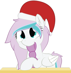Size: 2000x2070 | Tagged: safe, artist:mintysketch, oc, oc only, species:pegasus, species:pony, bow, clothing, female, hat, minty's christmas ponies, santa hat, simple background, solo, transparent background, vector