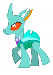 Size: 1023x1428 | Tagged: safe, artist:kirbymlp, oc, oc only, species:changeling, species:reformed changeling, episode:to where and back again, g4, my little pony: friendship is magic, changedling oc, changeling oc, simple background, smiling, solo, white background