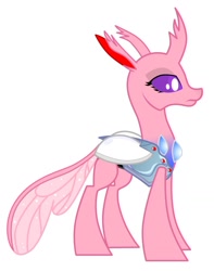 Size: 1023x1297 | Tagged: safe, artist:kirbymlp, oc, oc only, oc:sunset gleam, species:changeling, species:reformed changeling, episode:to where and back again, g4, my little pony: friendship is magic, armor, captain of royal guards, changedling oc, changeling oc, guard, pink changeling, royal guard, simple background, solo, white background