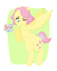 Size: 871x1082 | Tagged: safe, artist:milky-rabbit, character:fluttershy, character:rainbow dash, ship:flutterdash, alternate hairstyle, female, haircut, heart eyes, lesbian, shipping, wingding eyes