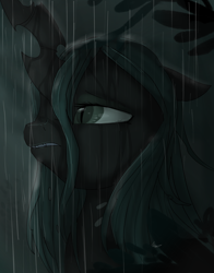 Size: 1188x1518 | Tagged: safe, artist:nutty-stardragon, artist:nuttypanutdy, character:queen chrysalis, species:changeling, episode:to where and back again, g4, my little pony: friendship is magic, changeling queen, crying, female, former queen chrysalis, rain, sad, solo, wet mane