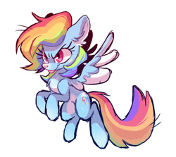 Size: 687x614 | Tagged: safe, artist:miikanism, character:rainbow dash, chest fluff, ear fluff, female, simple background, solo, tongue out, white background