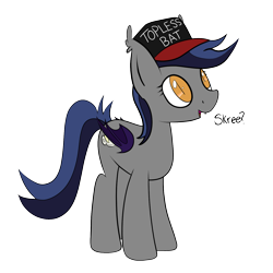 Size: 1400x1400 | Tagged: safe, artist:php47, oc, oc only, oc:echo, species:bat pony, species:pony, baseball cap, cap, clothing, curious, cute, eeee, female, hat, looking up, mare, ocbetes, open mouth, question mark, simple background, skree, smiling, solo, text, top bat, top gun hat, transparent background