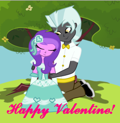 Size: 600x618 | Tagged: safe, artist:purpleloverpony, character:amethyst star, character:sparkler, character:thunderlane, amethystlane, female, male, shipping, straight, text, valentine's day