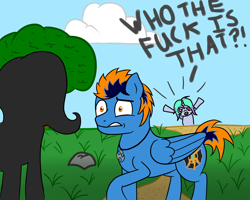 Size: 1500x1200 | Tagged: safe, artist:blues4th, oc, oc only, oc:blues, oc:dancing swirl, species:pegasus, species:pony, species:unicorn, pony town, angry, blueswirl, explicit source, jewelry, necklace, now you fucked up, vulgar