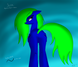 Size: 2200x1900 | Tagged: safe, artist:the4thhomunculus, oc, oc only, oc:sine, species:pegasus, species:pony, female, lidded eyes, looking back, mare, plot, simple background, solo