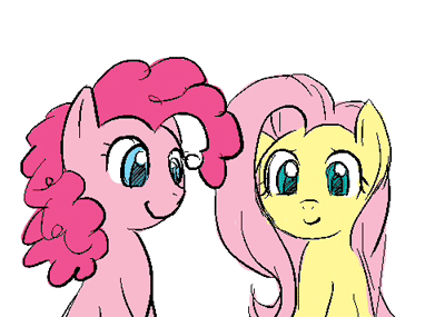 Size: 400x285 | Tagged: safe, artist:yubi, character:fluttershy, character:pinkie pie, ship:flutterpie, animated, cute, dawwww, diapinkes, female, hnnng, kissing, lesbian, moe, shipping, shyabetes