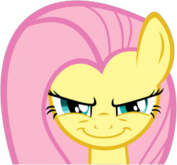 Size: 5158x4800 | Tagged: safe, artist:flutterguy317, part of a set, character:fluttershy, .svg available, absurd resolution, beware the nice ones, close-up, evil grin, female, grin, simple background, smiling, solo, transparent background, vector