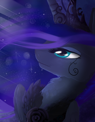 Size: 1188x1518 | Tagged: safe, artist:nutty-stardragon, character:princess luna, female, flower, fluffy, rose, solo