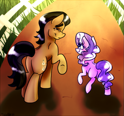 Size: 617x577 | Tagged: safe, artist:fanaticpanda, character:diamond tiara, character:filthy rich, species:earth pony, species:pony, blank flank, equestria's best father, father and daughter, female, filly, like father like daughter, looking at each other, male, smiling, stallion, walking, young, younger