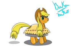 Size: 3507x2550 | Tagged: safe, artist:bakanato, character:applejack, species:earth pony, species:pony, clothing, costume, female, food, mare, pie, simple background, solo, transparent background