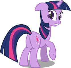 Size: 5000x4752 | Tagged: safe, artist:greseres, character:twilight sparkle, character:twilight sparkle (unicorn), species:pony, species:unicorn, absurd resolution, butt, female, looking back, mare, plot, raised hoof, simple background, solo, transparent background, twibutt, underhoof, vector