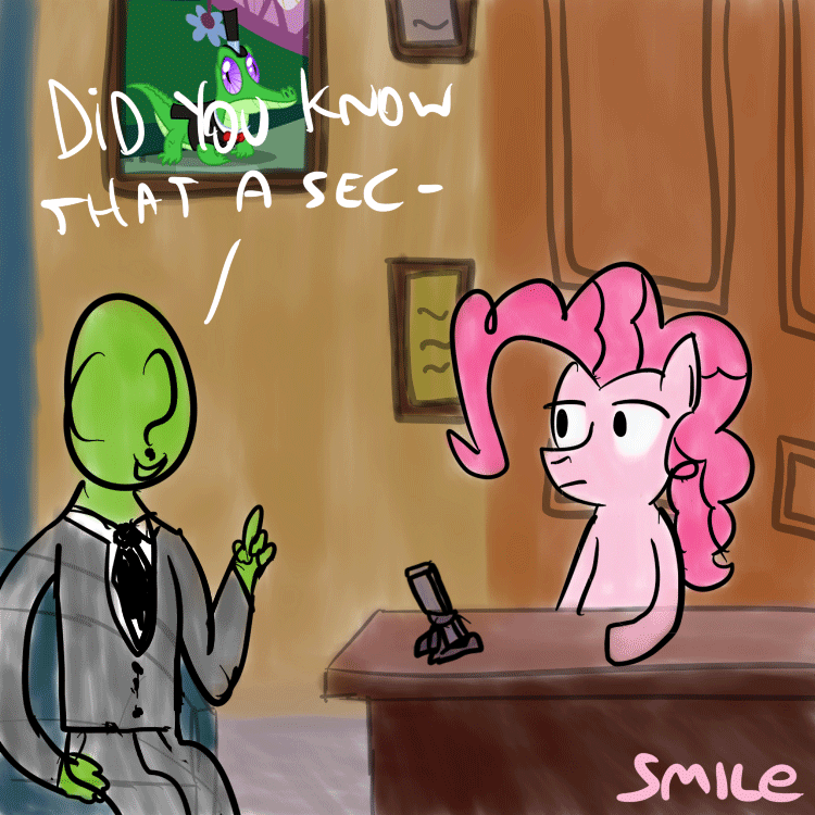 Size: 750x750 | Tagged: safe, artist:smile, character:gummy, character:pinkie pie, oc, oc:anon, species:pony, /mlp/, animated, dialogue, female, mare, picture, the simpsons