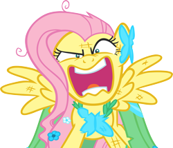 Size: 5000x4293 | Tagged: safe, artist:greseres, character:fluttershy, species:pony, episode:the best night ever, g4, my little pony: friendship is magic, absurd resolution, clothing, dress, female, flutterrage, gala dress, simple background, solo, transparent background, vector, you're going to love me