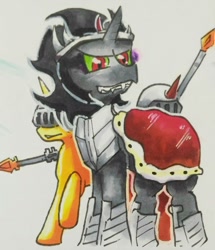 Size: 2056x2389 | Tagged: safe, artist:mr.candy_owo, character:king sombra, species:pony, species:unicorn, male, marker drawing, simple background, stallion, traditional art, white background