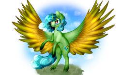 Size: 4000x2500 | Tagged: safe, artist:isorrayi, oc, oc only, species:alicorn, species:pegasus, species:pony, alicorn oc, colored wings, colored wingtips, female, high res, mare, multicolored wings, rearing, solo