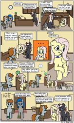 Size: 1000x1650 | Tagged: safe, artist:king-koder, character:fluttershy, oc, oc:homage, oc:littlepip, oc:velvet remedy, species:pegasus, species:pony, species:unicorn, comic:post-fallout equestria, fallout equestria, comic, fanfic, fanfic art, female, glasses, hooves, horn, mare, pipbuck, saddle bag, semi-grimdark series