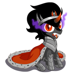 Size: 900x902 | Tagged: safe, artist:miikanism, character:king sombra, species:pony, episode:the crystal empire, g4, my little pony: friendship is magic, colt, colt sombra, cute, glare, looking at you, male, open mouth, simple background, sitting, solo, sombradorable, tongue out, transparent background, younger