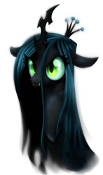 Size: 700x1187 | Tagged: safe, artist:miikanism, character:queen chrysalis, species:changeling, changeling queen, fangs, female, frown, simple background, solo, white background