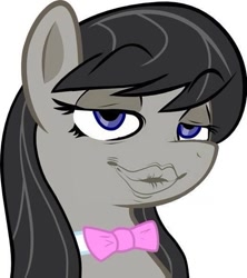 Size: 525x590 | Tagged: safe, artist:haetran, artist:reiduran, edit, character:octavia melody, species:earth pony, species:pony, big lips, bust, duckface, female, mare, portrait, reaction image, simple background, smug, solo, transparent background, vector